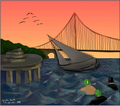 Early sketch - sunset behind Golden Gate
