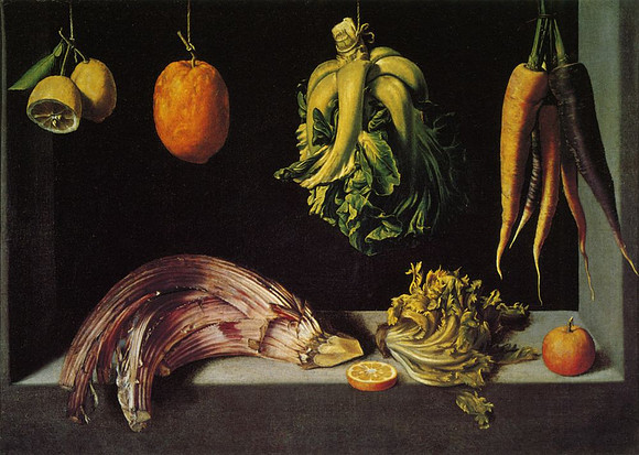 Still life with fruit and veggies