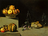 Still life with fruit and glassware